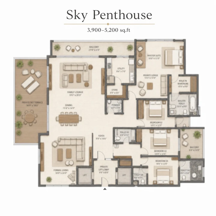 Sattva Hill View sky penthouse floor plan